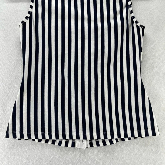 Blanc Nature Blouse Womens Sz 40 Striped Button Front Sleeveless Blue White - Picture 6 of 9